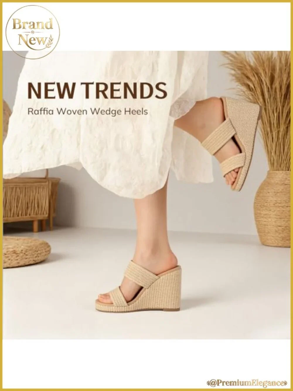 Women's Open Toe Espadrille Wedge Sandals Slip On Platform Heels